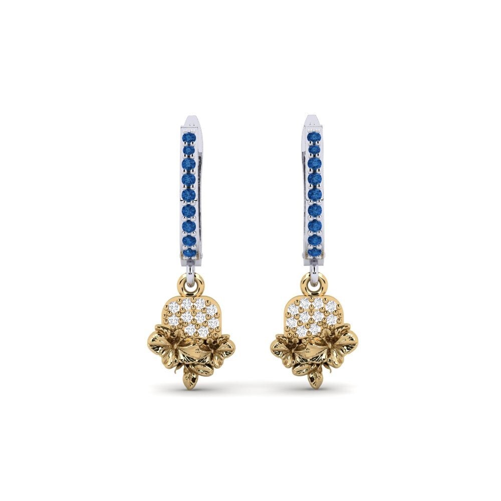 585 Weiß & Gelbgold Dunkelblauer Zirkonia Damen ohrring Greenwich