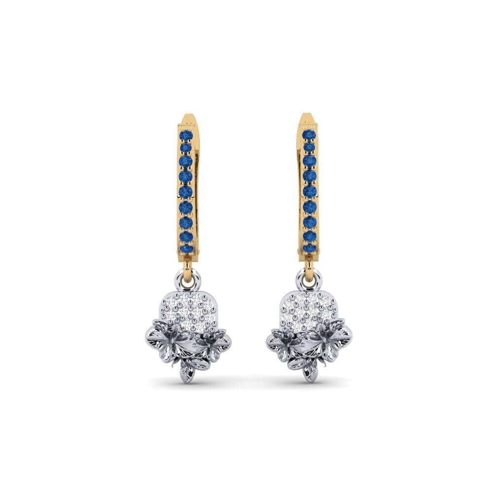 375 Gelb & Weißgold Dunkelblauer Zirkonia Damen ohrring Greenwich