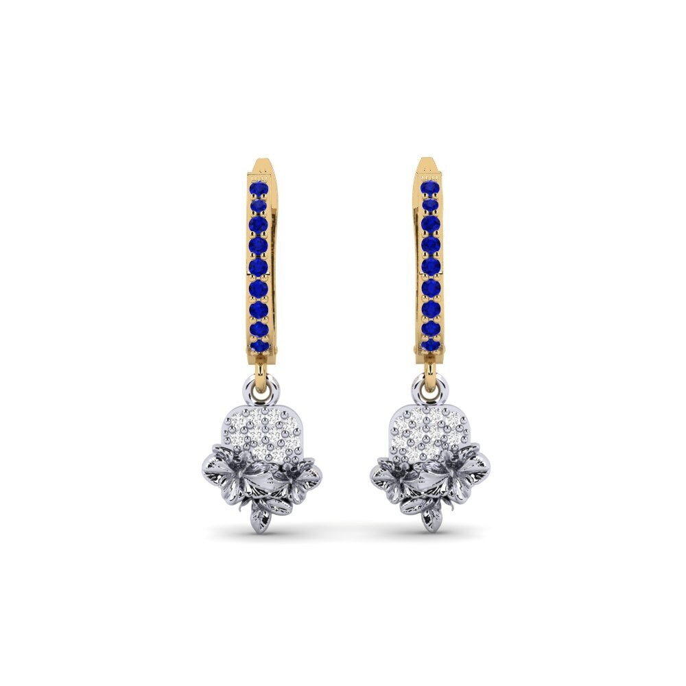 Vàng-Trắng 14K Đá Sapphire Bông tai nữ Greenwich