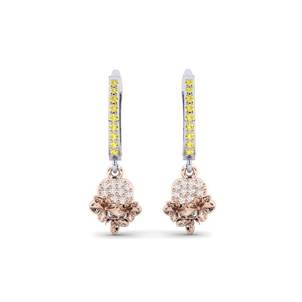 585 Weiß & Rotgold Gelber Saphir Damen ohrring Greenwich