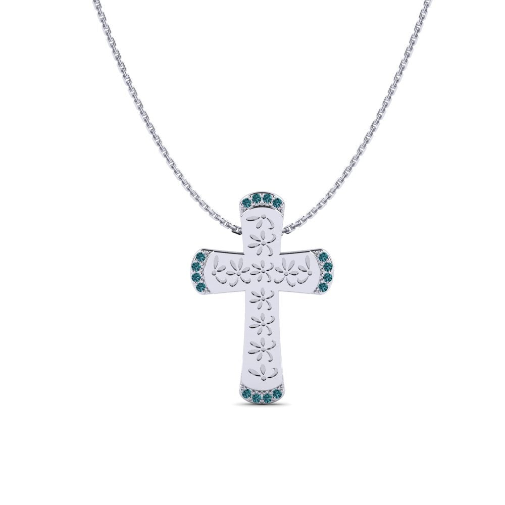 Plata 925 Diamante Azul Collar de Mujer Greind
