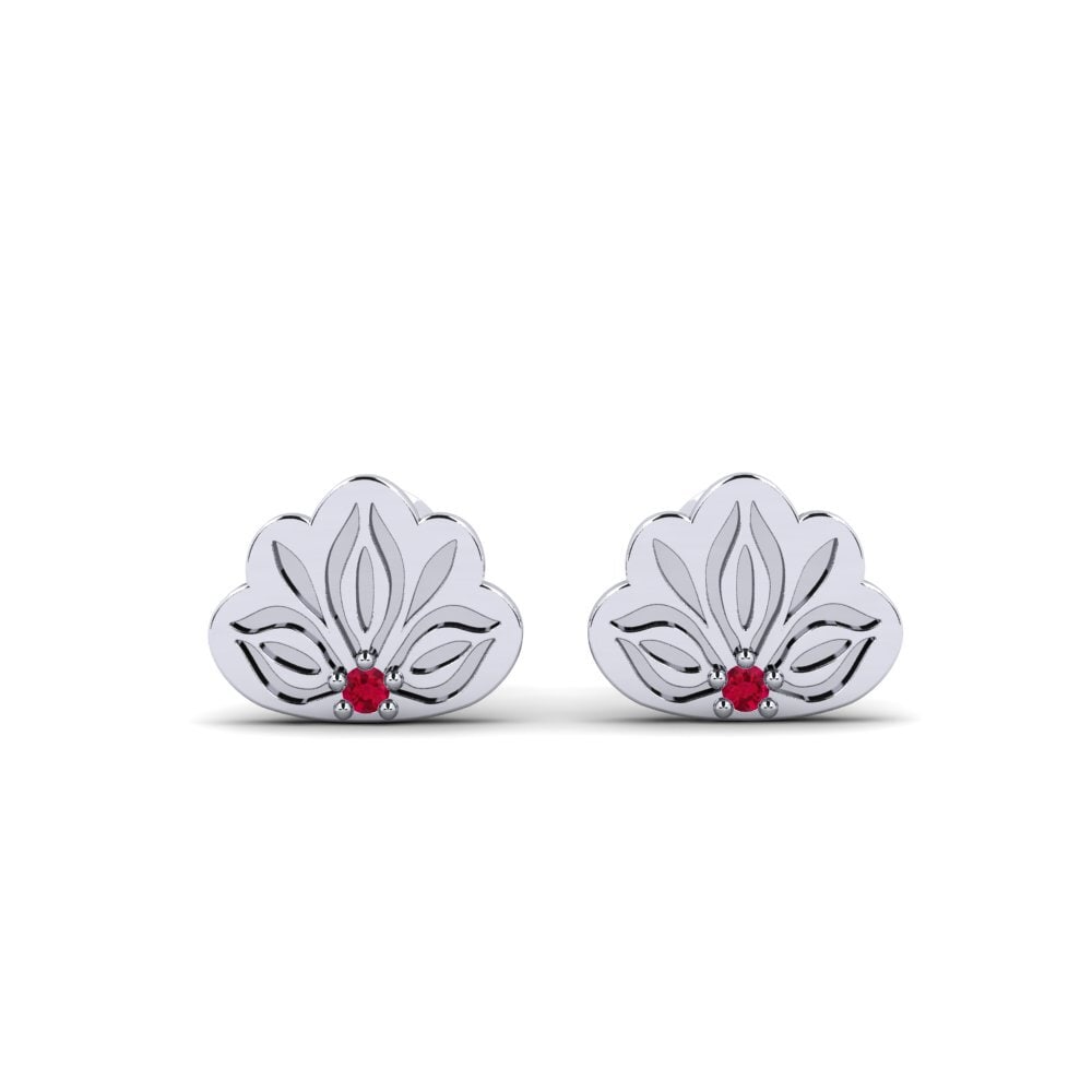 Vàng Trắng 14K Đá Ruby / Hồng Ngọc Bông tai nữ Iluba
