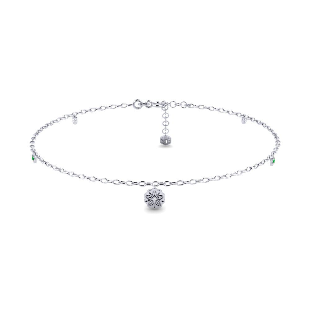 Palladium trắng Đá Emerald / Ngọc lục Bảo Lắc chân nữ Ivakatagi