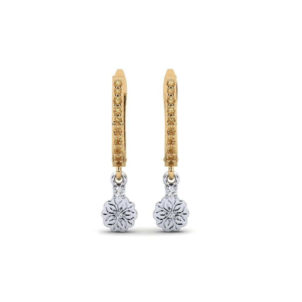 375 Gelb & Weißgold Brauner Diamant Damen ohrring Kukka