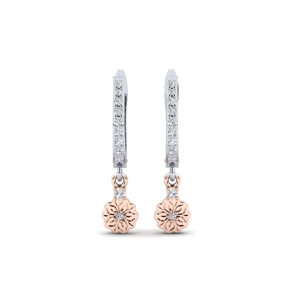 375 Weiß & Rotgold Labor-gezüchteter Diamant Damen ohrring Kukka