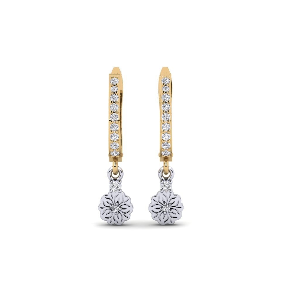 375 Gelb & Weißgold Labor-gezüchteter Diamant Damen ohrring Kukka