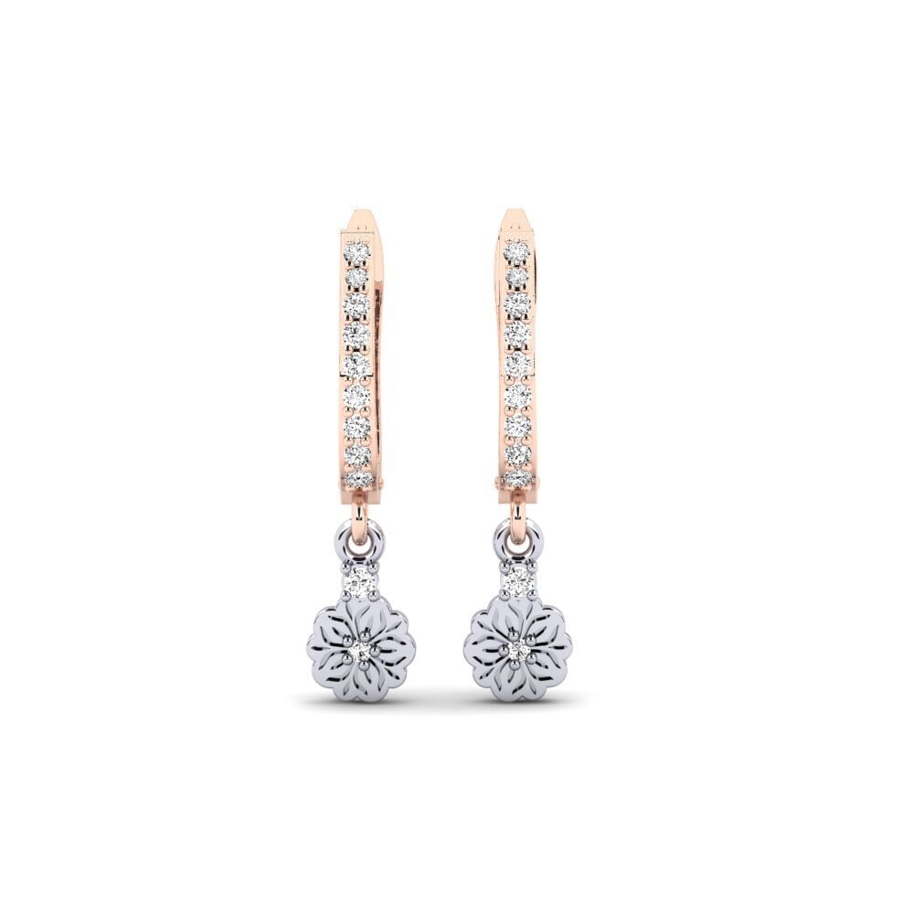 Vàng Trắng-Đỏ 9K Đá Moissanite Bông tai nữ Kukka