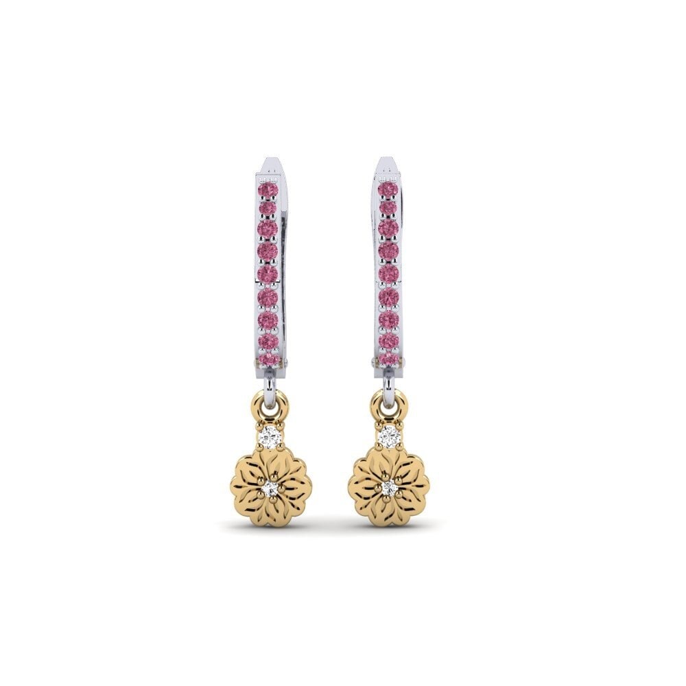 585 Weiß & Gelbgold Rhodolit-Granat Damen ohrring Kukka