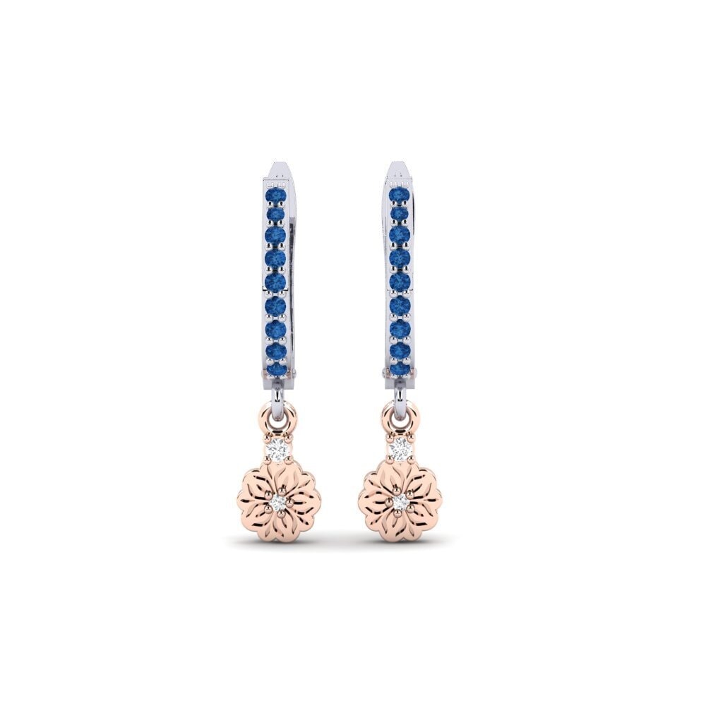 585 Weiß & Rotgold Dunkelblauer Zirkonia Damen ohrring Kukka