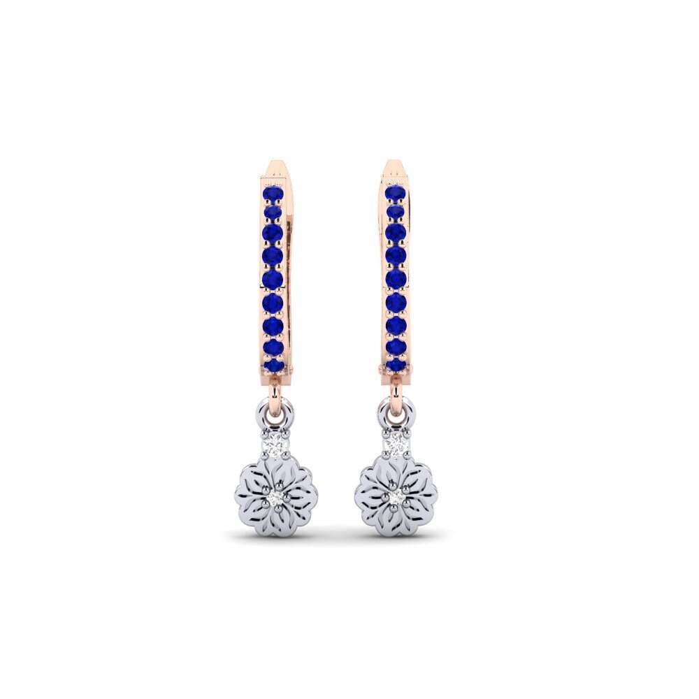 Vàng Trắng-Đỏ 9K Đá Sapphire Bông tai nữ Kukka