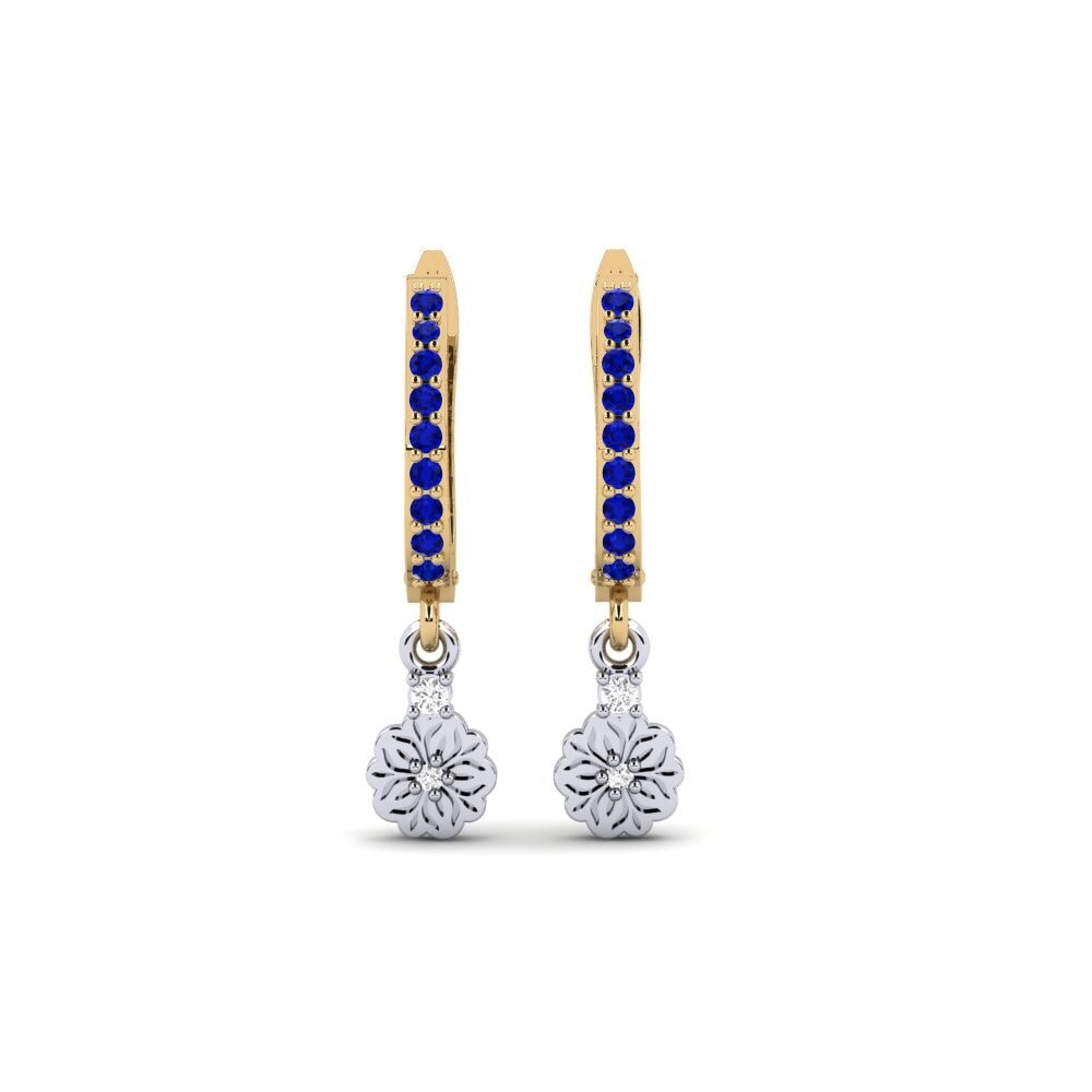 Vàng-Trắng 14K Đá Sapphire Bông tai nữ Kukka
