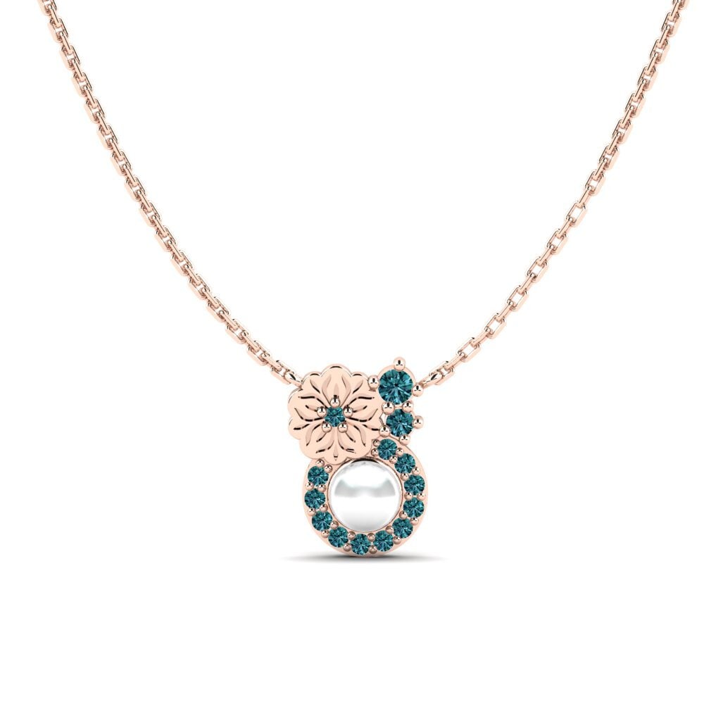 Rotgold 750 Blauer Diamant Damen halskette Kusekelela