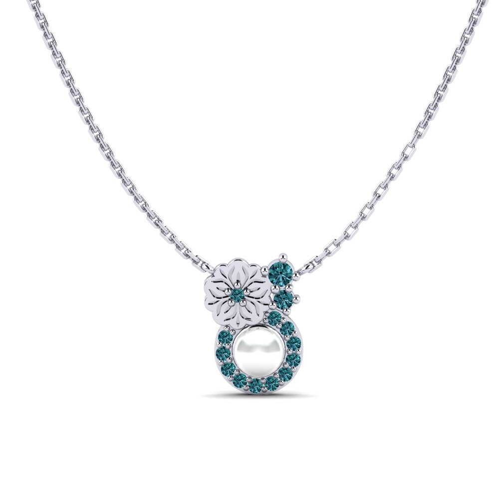 Weißgold 585 Blauer Diamant Damen halskette Kusekelela