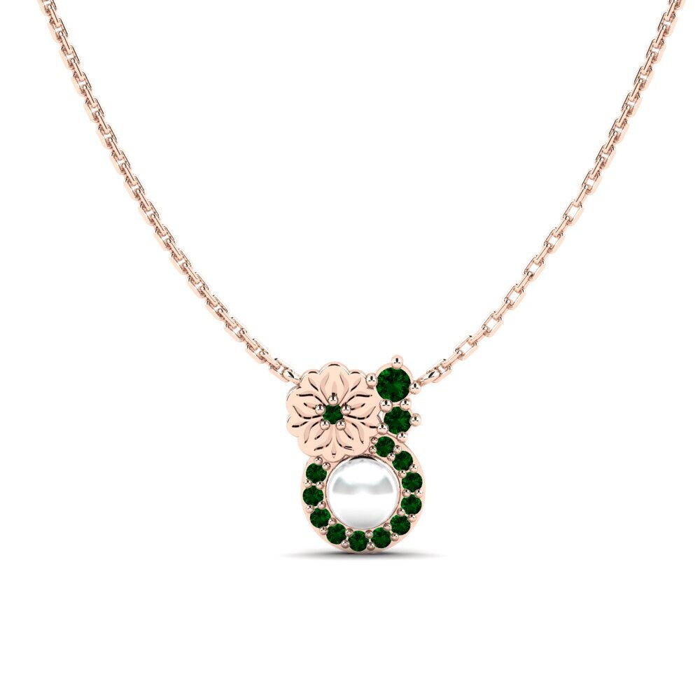 Rotgold 375 Grüner Zirkonia Damen halskette Kusekelela