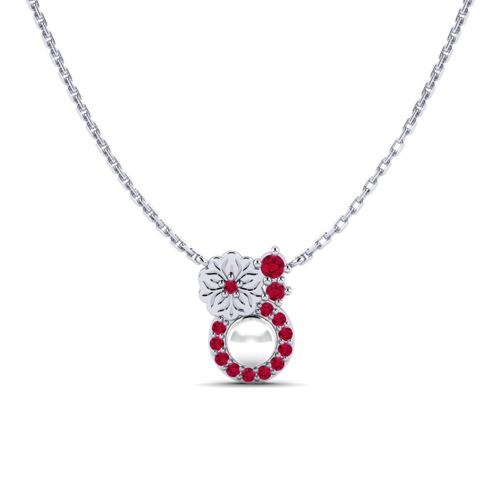 14ct White Gold Ruby Women's Necklace Kusekelela