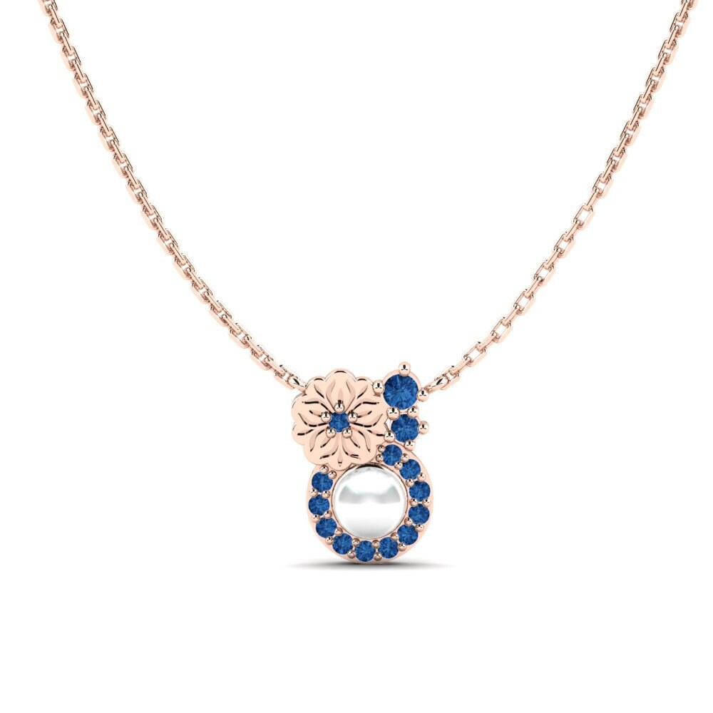 Rotgold 375 Dunkelblauer Zirkonia Damen halskette Kusekelela
