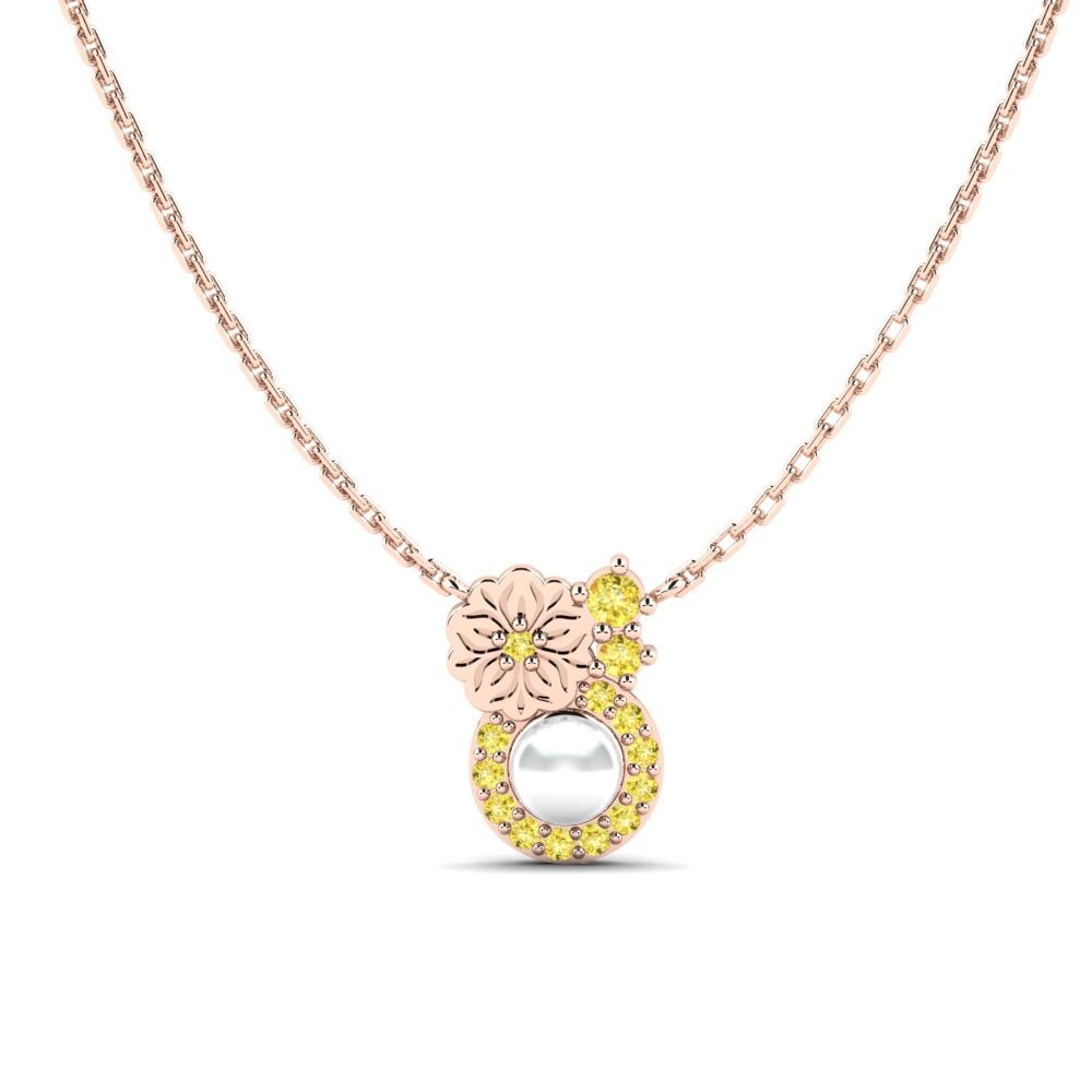 Rotgold 585 Gelber Saphir Damen halskette Kusekelela