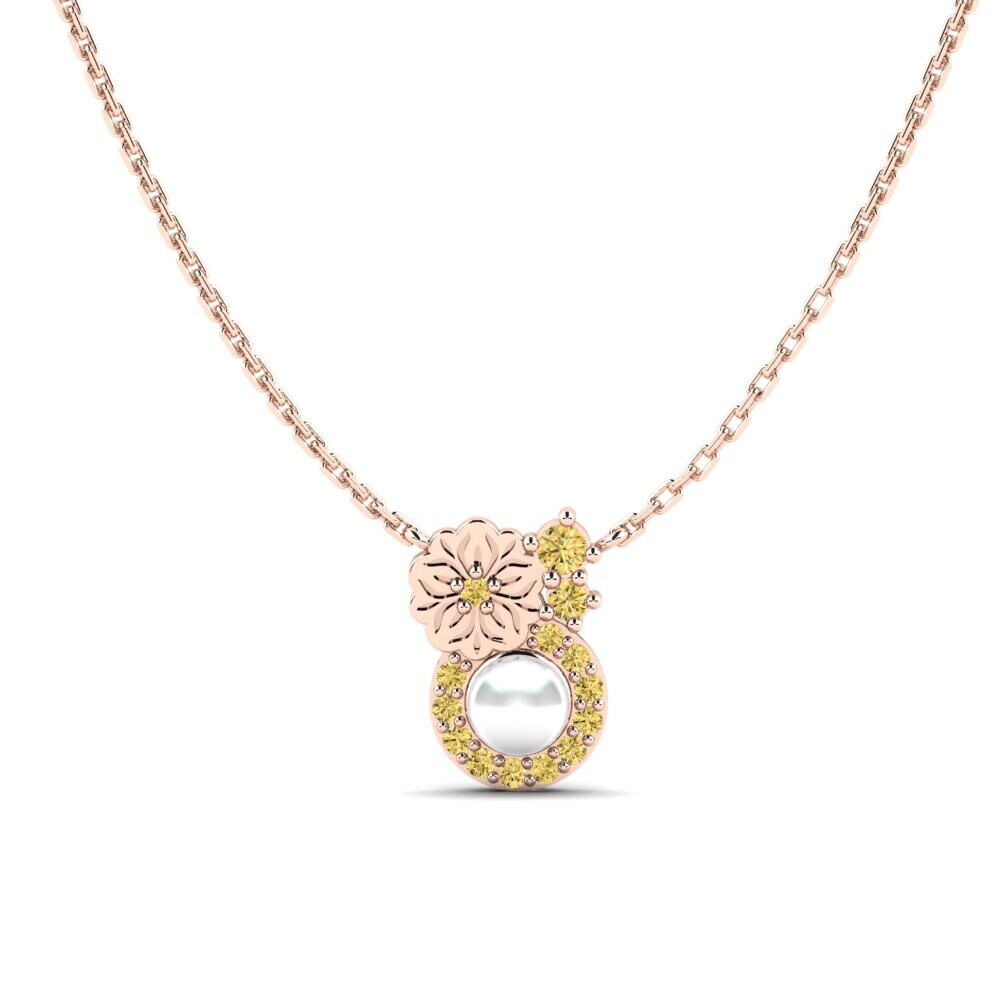 Rotgold 375 Gelber Diamant Damen halskette Kusekelela