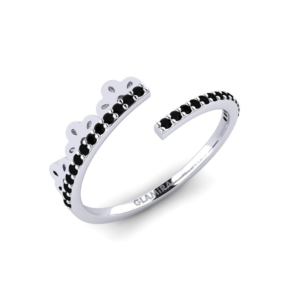 Platin trắng Đá Sapphire Đen Nhẫn Kwenama