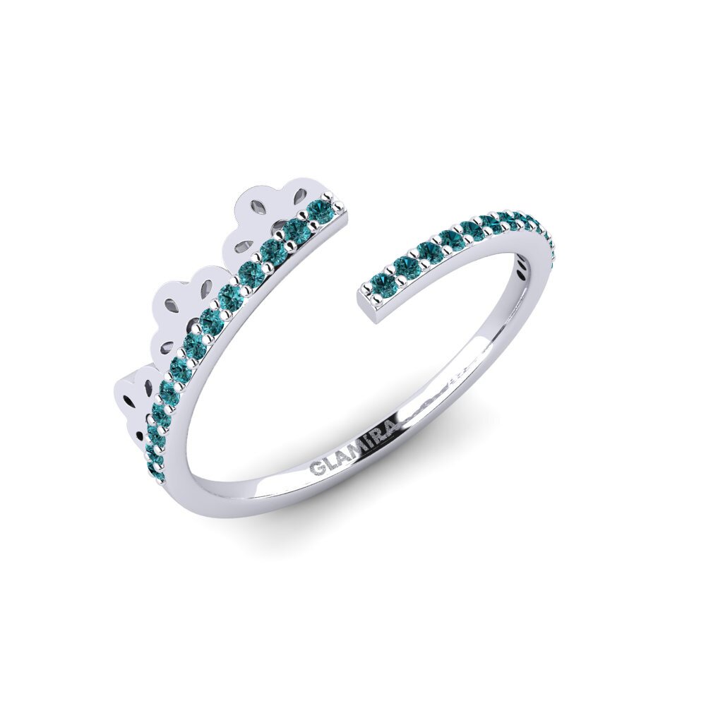 Platin trắng Kim Cương Xanh Dương Nhẫn Kwenama