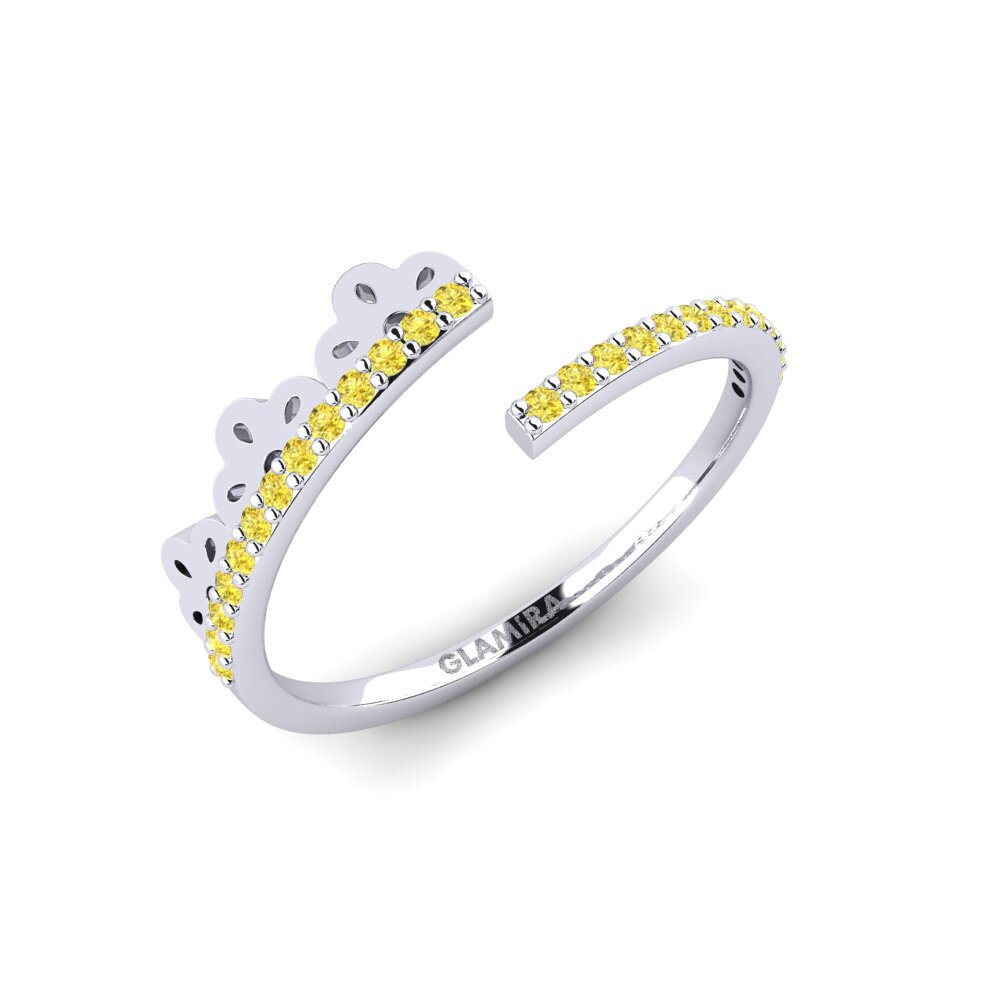 Vàng Trắng 14K Đá Sapphire Vàng Nhẫn Kwenama