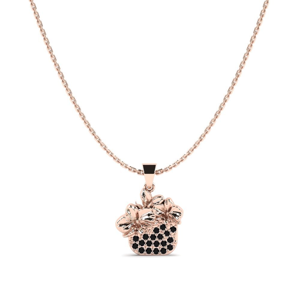 18k Oro Rosa Ónix Negro Colgante de Mujer Lauraceae
