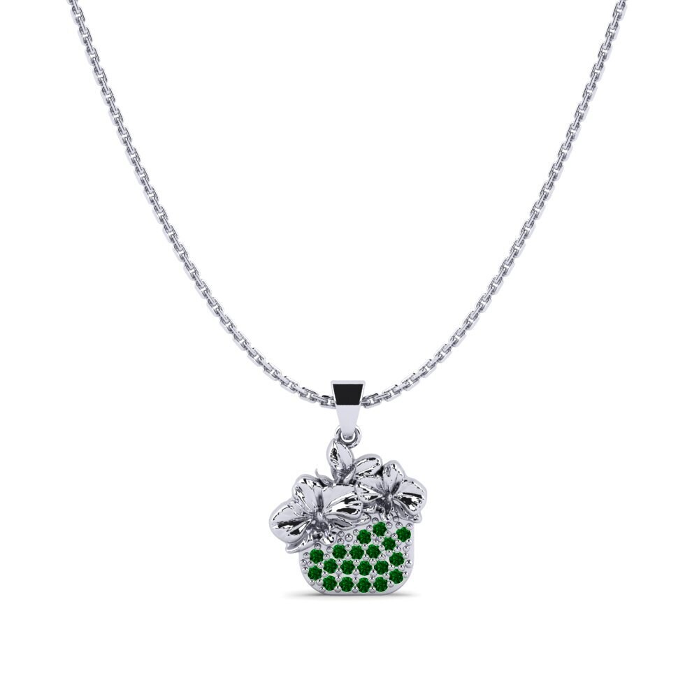 Plata 925 Circonita Verde Colgante de Mujer Lauraceae