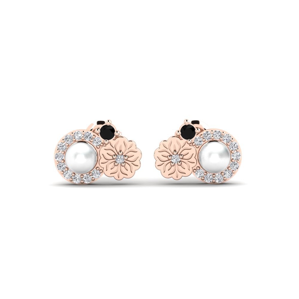 14ct Rose Gold Black Diamond Women's Earring Liang
