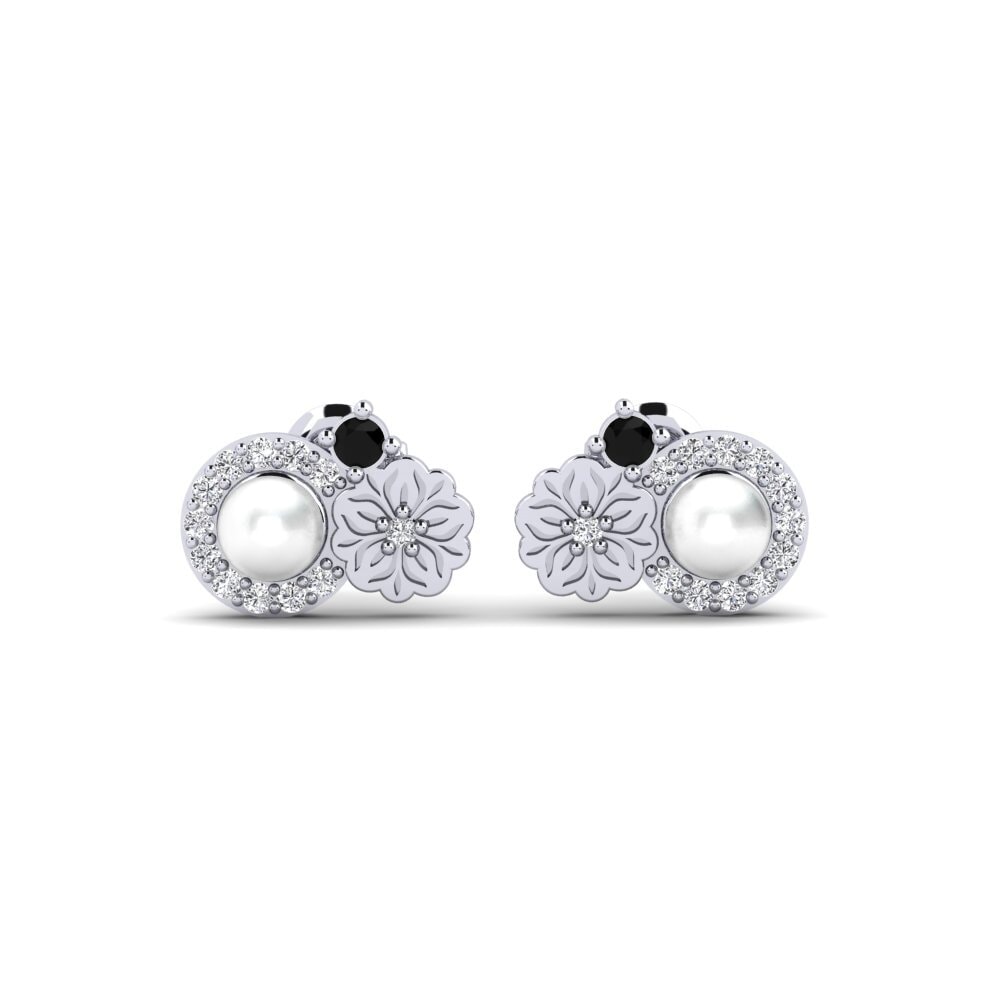 14ct White Gold Black Diamond Women's Earring Liang