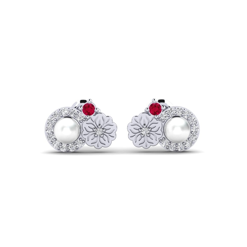 14ct White Gold Ruby Women's Earring Liang