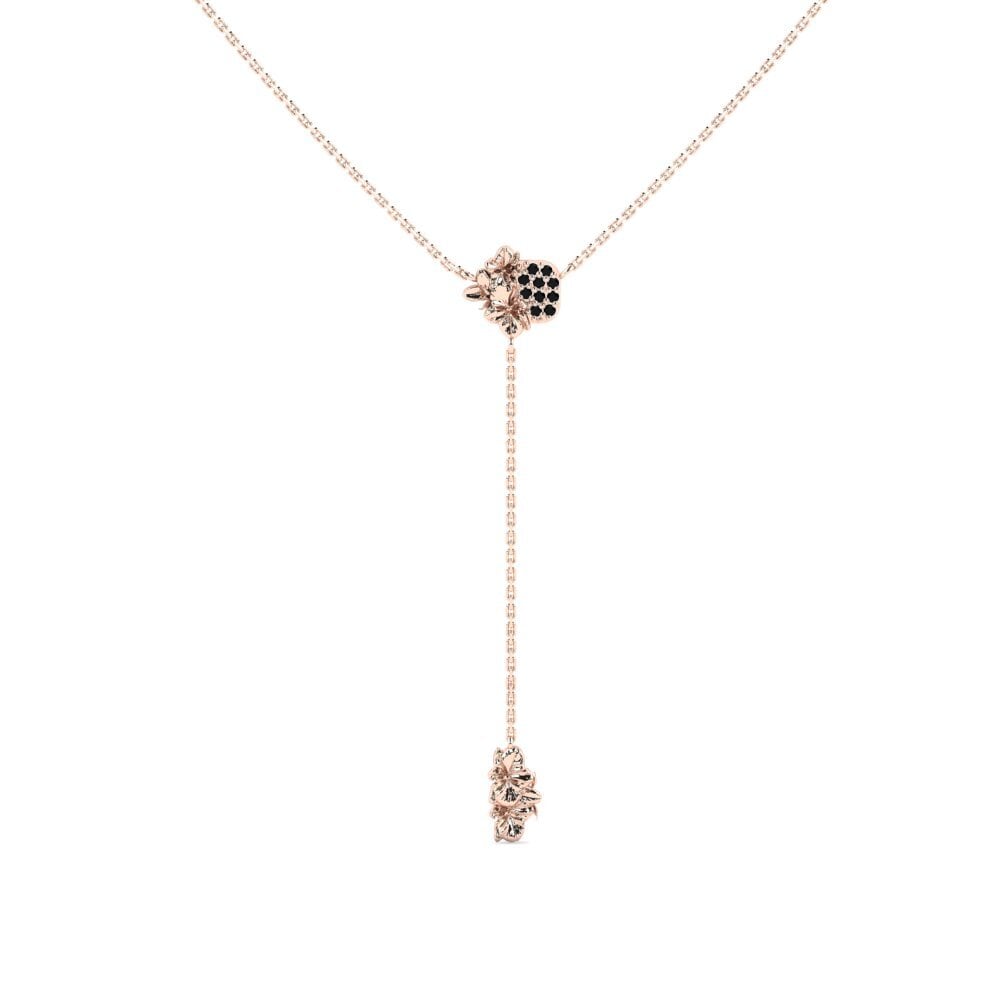 18k Oro Rosa Ónix Negro Collar de Mujer Lisp