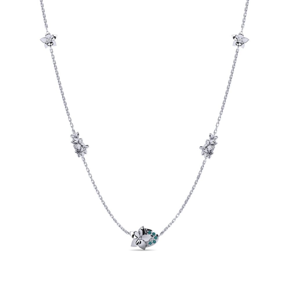 Plata 925 Diamante Azul Collar de Mujer Lispenard