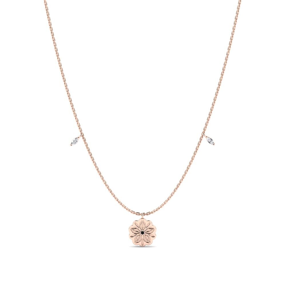 9k Oro Rosa Zafiro negro Collar de Mujer Litur