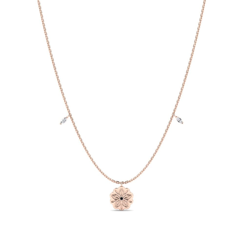 14k Oro Rosa Diamante Negro Collar de Mujer Litur