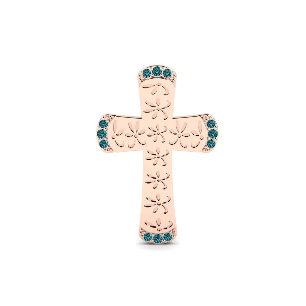Rotgold 585 Blauer Diamant Brosche Mamarau