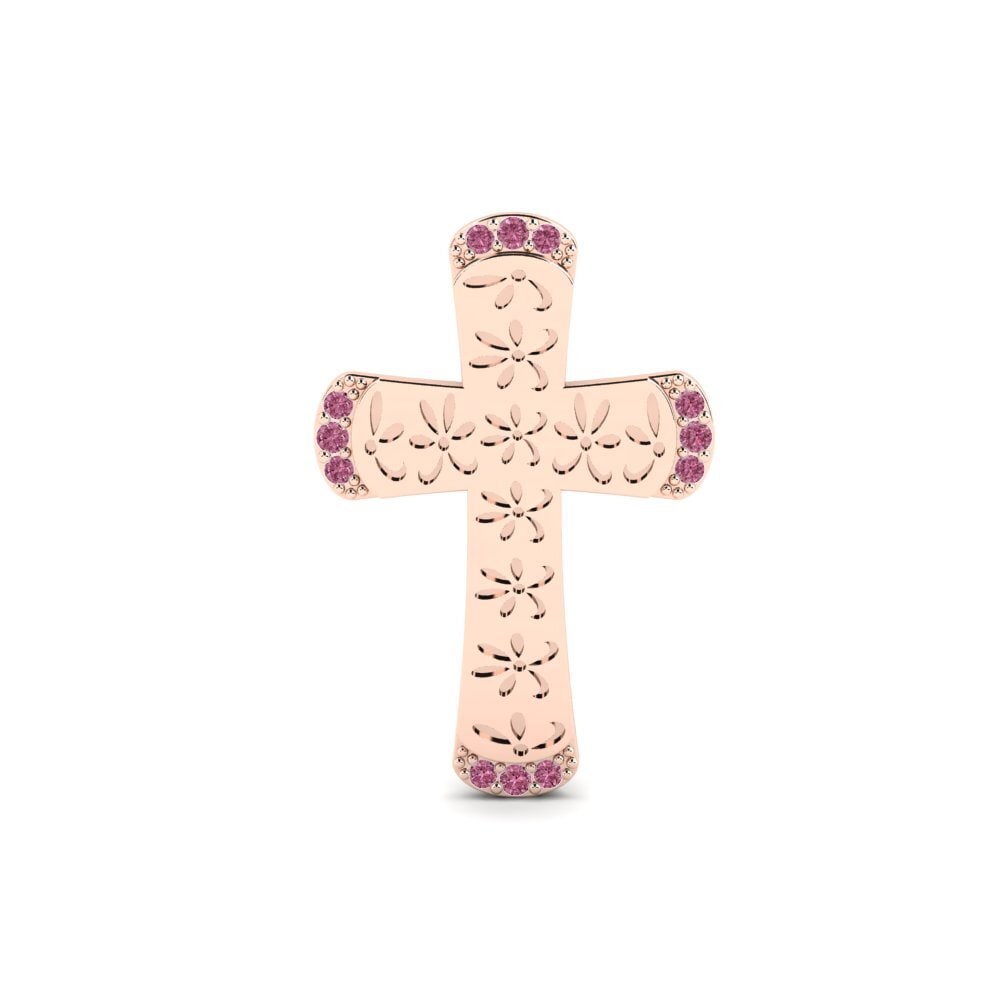 Rotgold 585 Rhodolit-Granat Brosche Mamarau