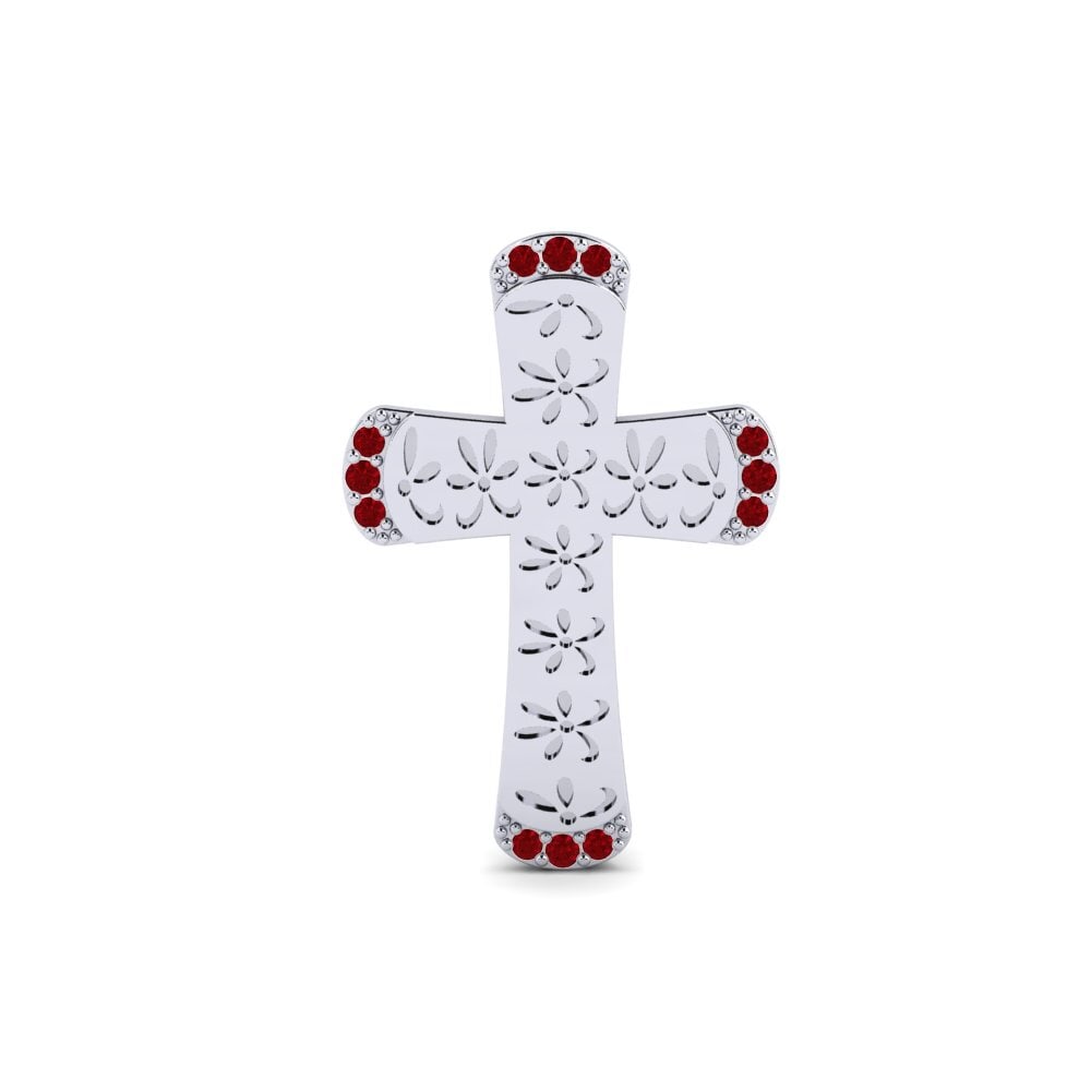Weißgold 585 Roter Zirkonia Brosche Mamarau