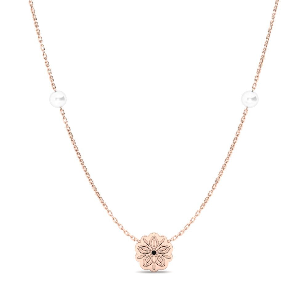 14ct Rose Gold Black Diamond Women's Necklace Mubala