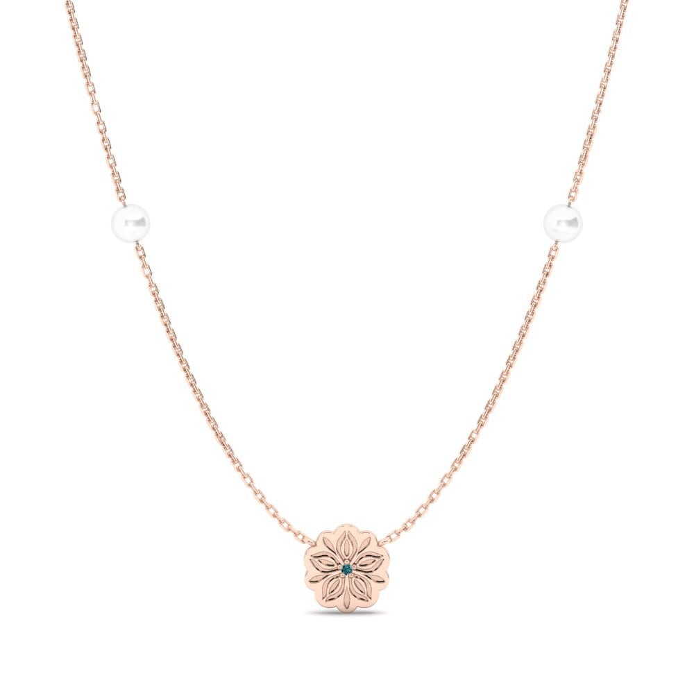 14ct Rose Gold Blue Diamond Women's Necklace Mubala