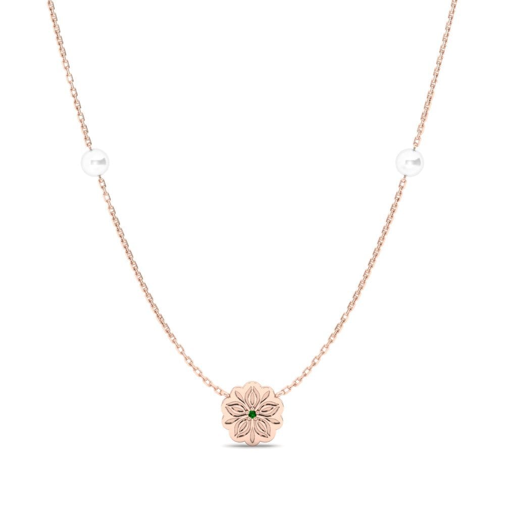 Rotgold 375 Grüner Zirkonia Damen halskette Mubala