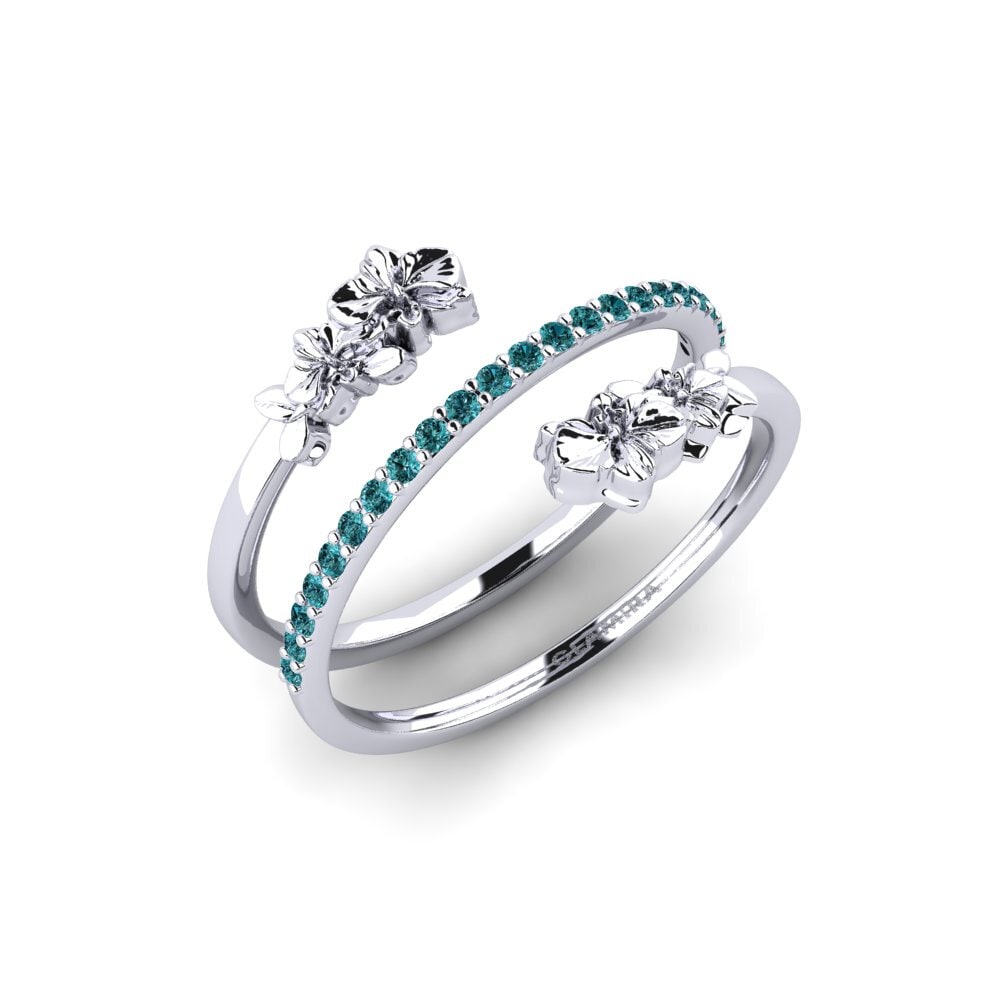 Platin trắng Kim Cương Xanh Dương Nhẫn Noirelle