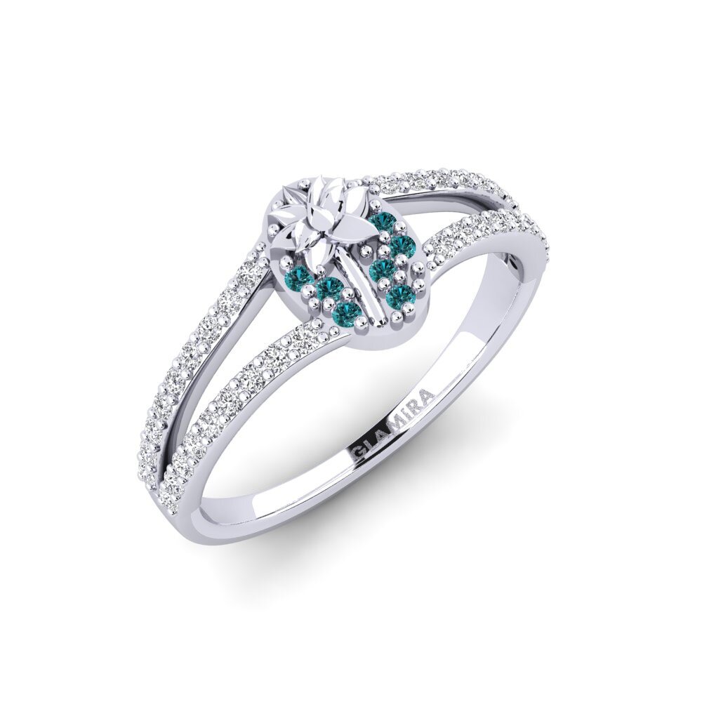 Platin trắng Kim Cương Xanh Dương Nhẫn Orchard