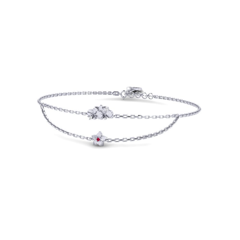 Vàng Trắng 14K Đá Ruby / Hồng Ngọc Vòng tay nữ Orlienne
