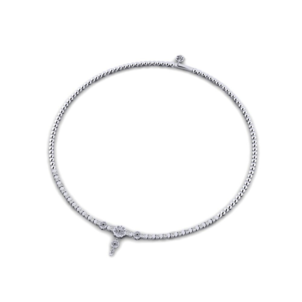 9k Oro Blanco Zafiro negro Collar Pengaga