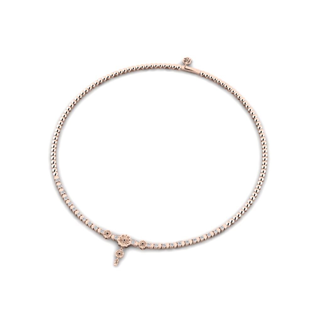 14k Oro Rosa Diamante Negro Collar Pengaga