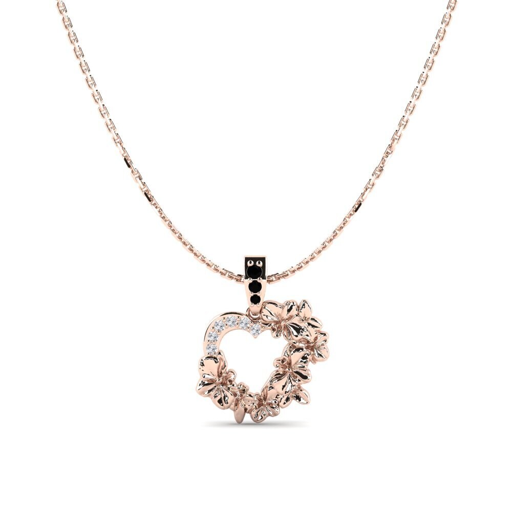 9k Oro Rosa Zafiro negro Colgante de Mujer Petalique