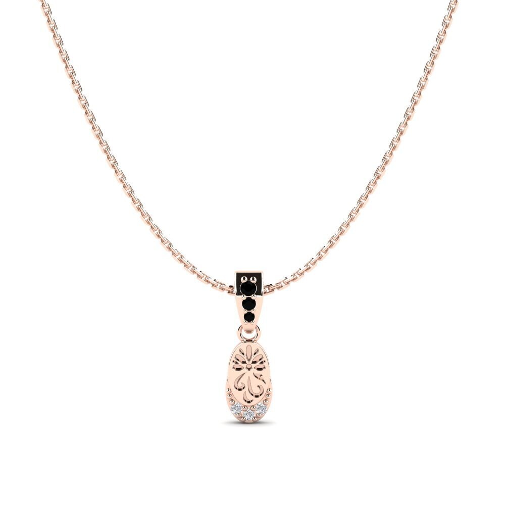 9k Oro Rosa Zafiro negro Colgante de Mujer Piruqsiaq