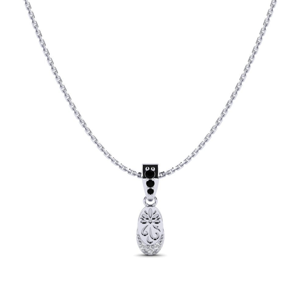 9k Oro Blanco Zafiro negro Colgante de Mujer Piruqsiaq