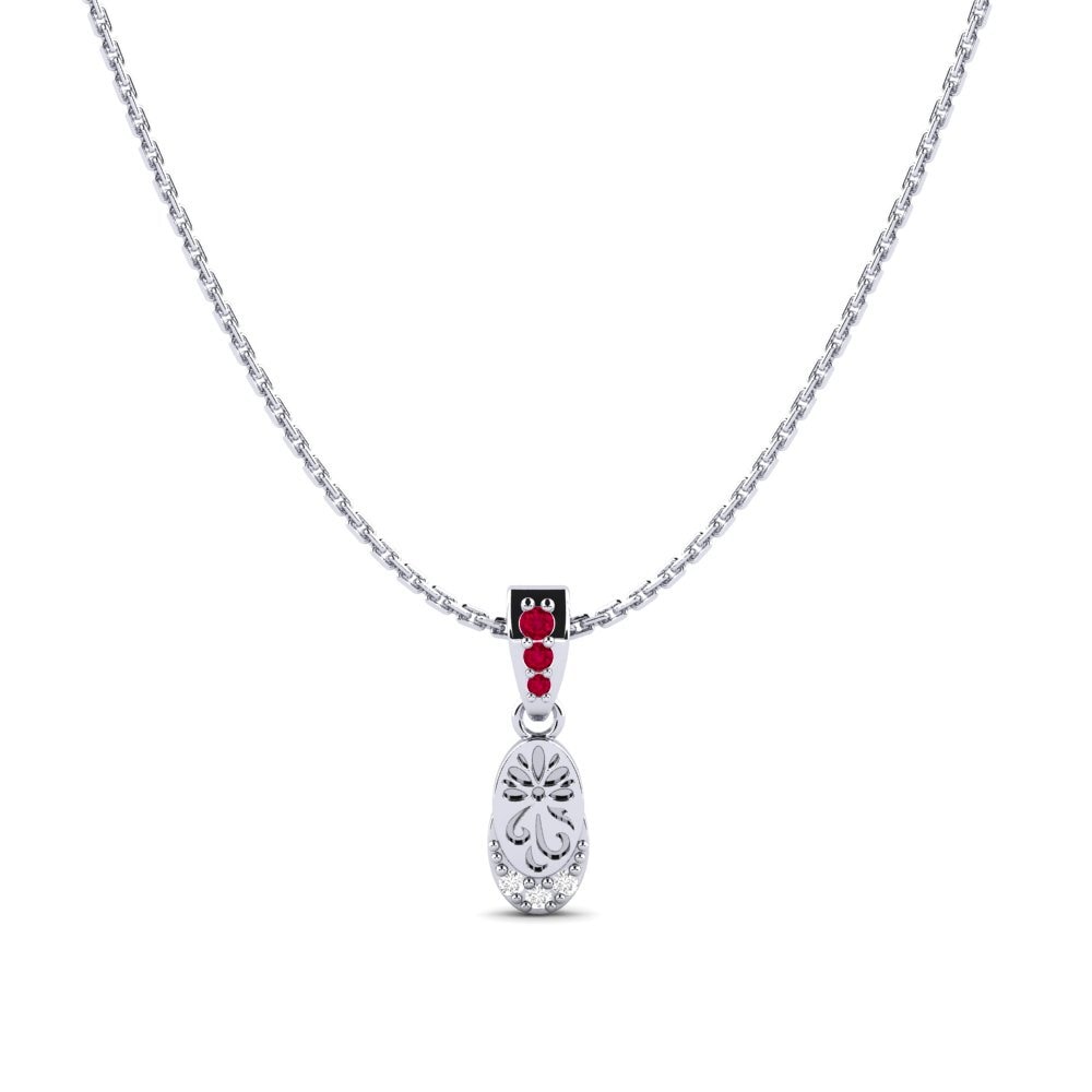 Vàng Trắng 14K Đá Ruby / Hồng Ngọc Mặt dây chuyền nữ Piruqsiaq