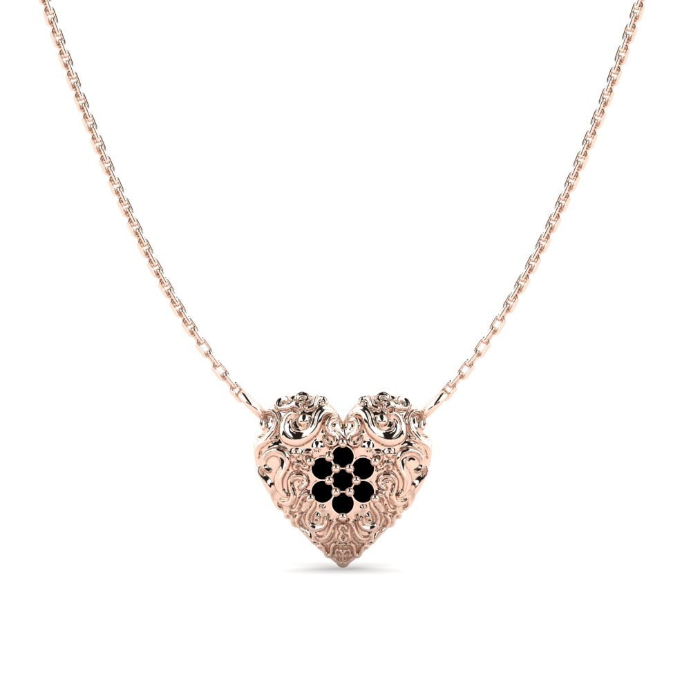 18k Oro Rosa Ónix Negro Collar de Mujer Ranunculales